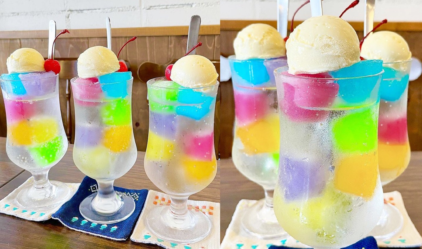 極上のスイーツ 愛知県岡崎市にあるお店 いろどり珈琲 の いろどりクリームソーダ 極上のスイーツ 愛知県岡崎市にあるお店 いろどり珈琲 の いろどりクリームソーダ